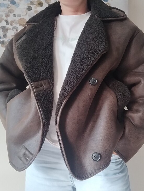 Zara Jackets & Blazers - Zara Chocolate Brown Shearling Peacoat Medium